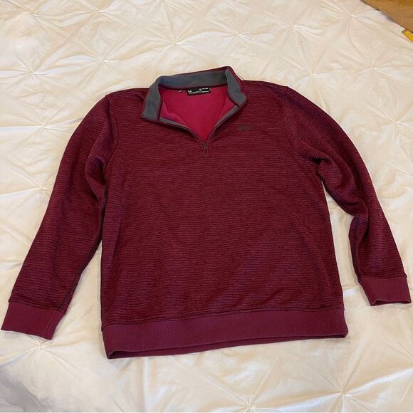 Under Armour Cranberry Wine Loose Fit Cold Gear 1/4 Zip Pullover XL - Picture 1 of 9